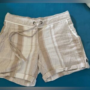 Per Se Beige and White Striped Linen Shorts 🤍🤍